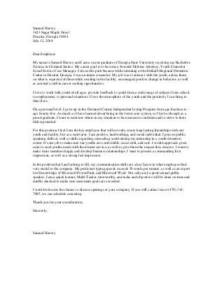HarveyS-youth counselor Cover letter