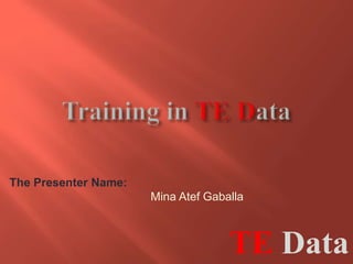 The Presenter Name:
Mina Atef Gaballa
TE Data
 