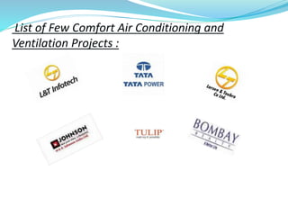 List of Few Comfort Air Conditioning and
Ventilation Projects :
 