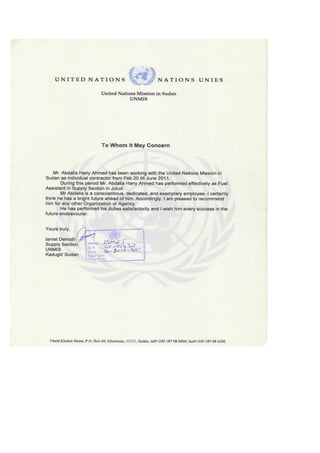 UNMIS Certificate