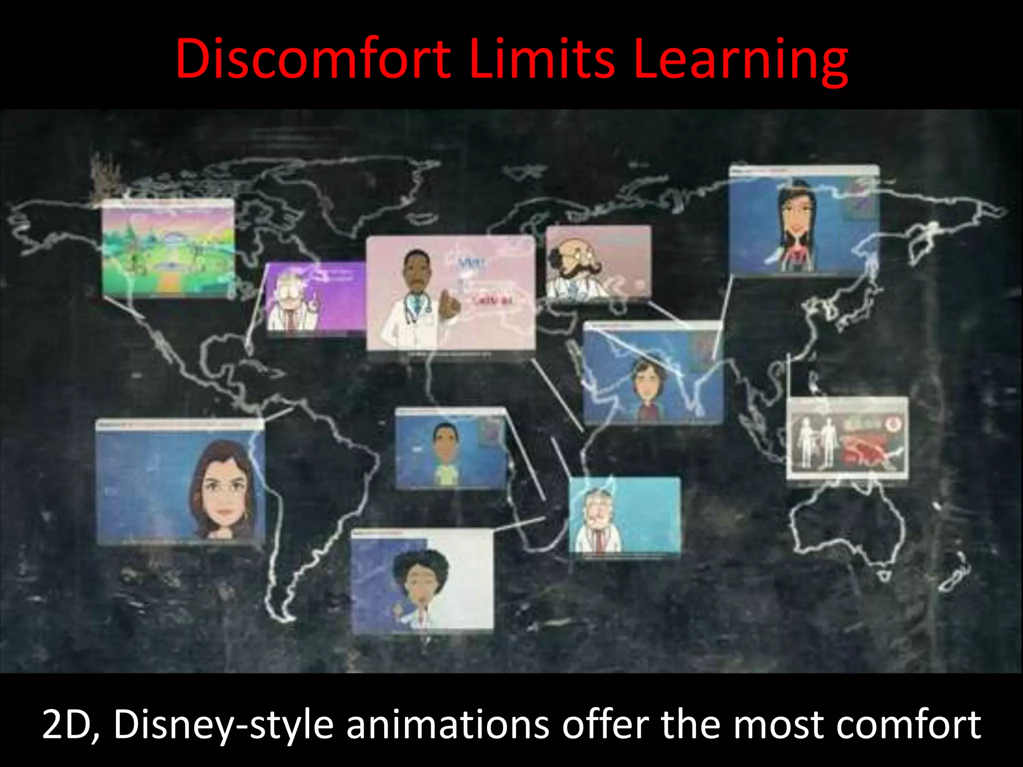 Discomfort Limits Learning




2D, Disney-style animations offer the most comfort
 