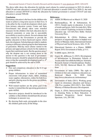 Status of Elementary Education in Uttarakhand | PDF