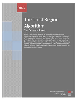 Trust Region Algorithm - Bachelor Dissertation | PDF