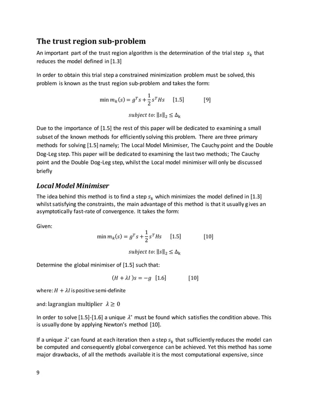 Trust Region Algorithm - Bachelor Dissertation | PDF
