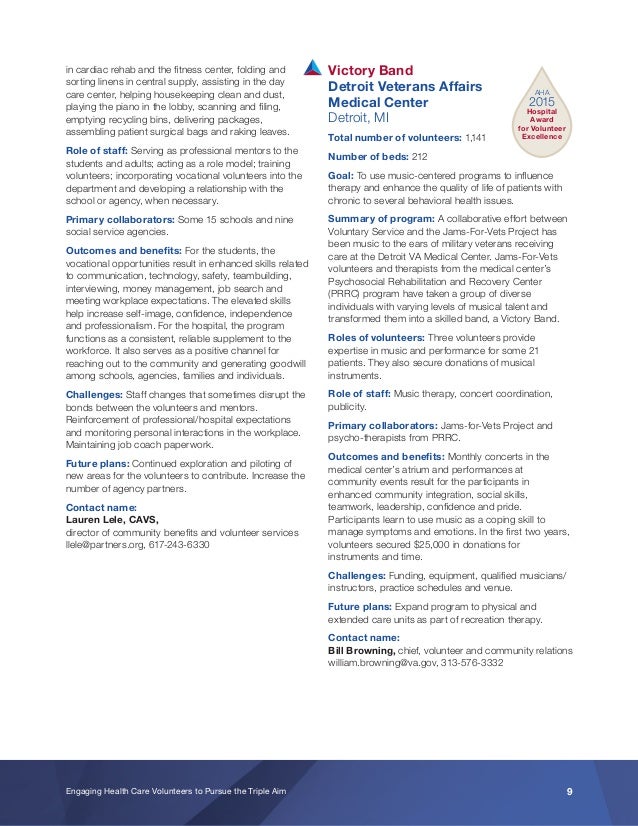 Engaging Health Care Volunteers To Pursue The Triple Aim V2
