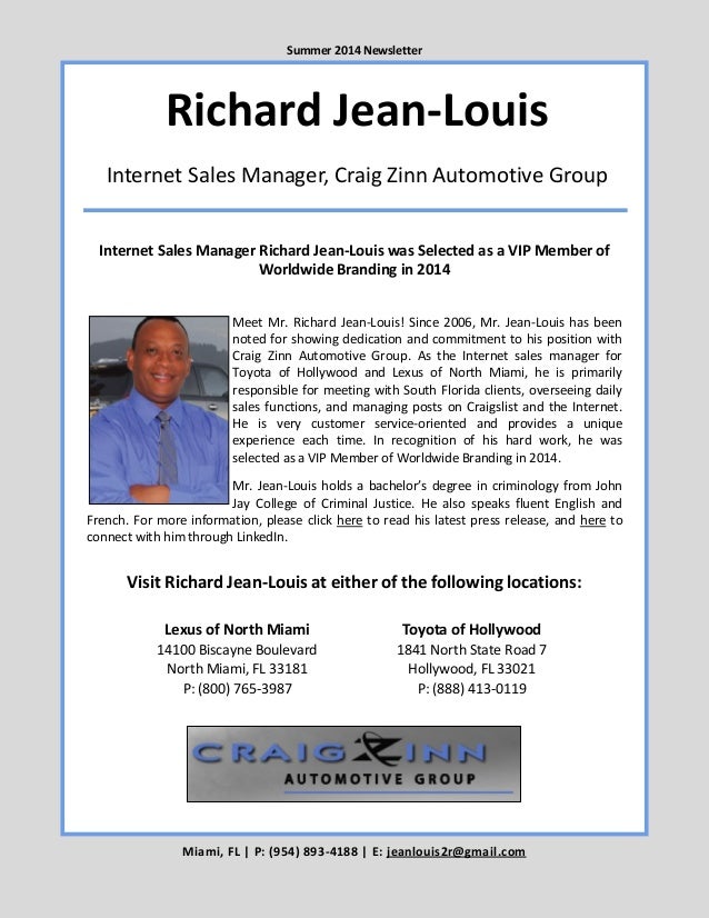 Richard Jean Louis 1660873 Newsletter 2