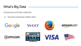What’s Big Data
Companies and Data collection
● Several companies collect data
 