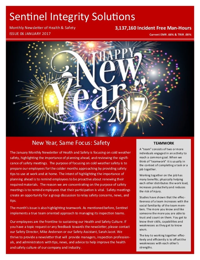 January Newsletter of Health & Safety