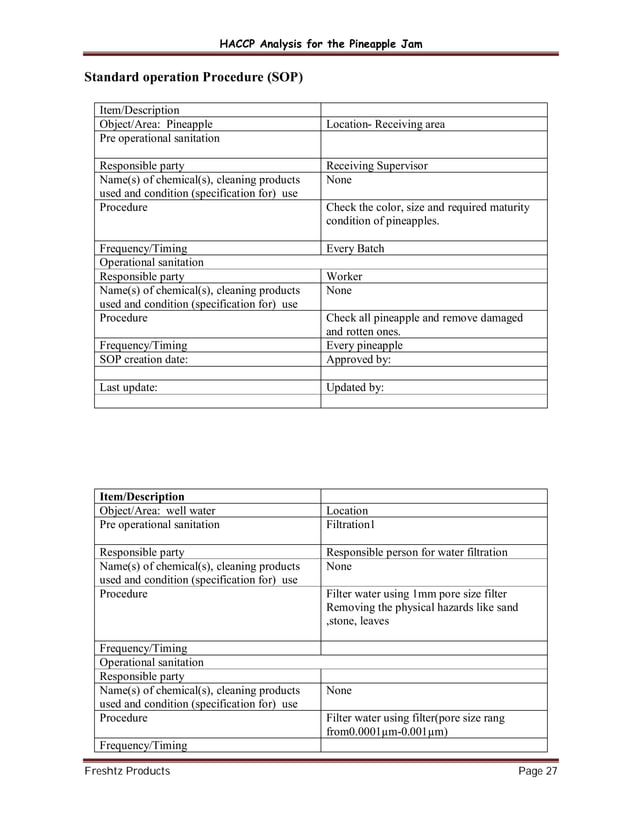 HACCP Manual for jam industry | PDF | Manufacturing Industry | Industries
