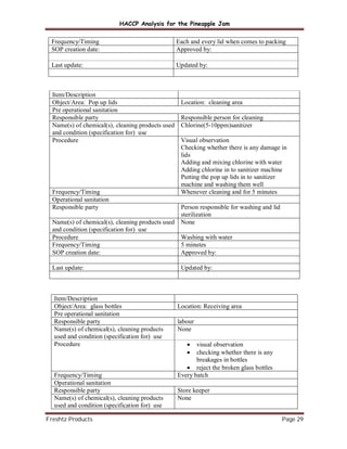 HACCP Manual for jam industry | PDF