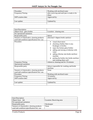 HACCP Manual for jam industry | PDF