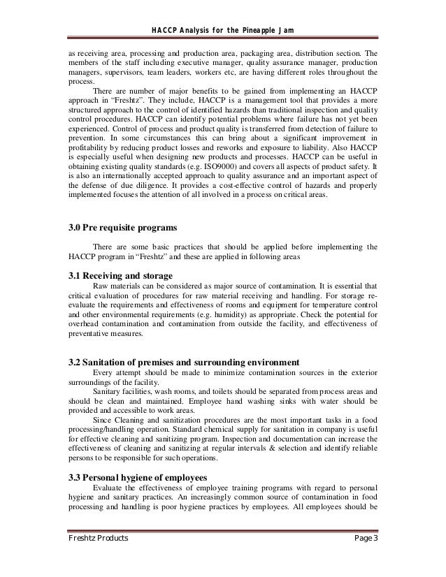 HACCP Manual for jam industry