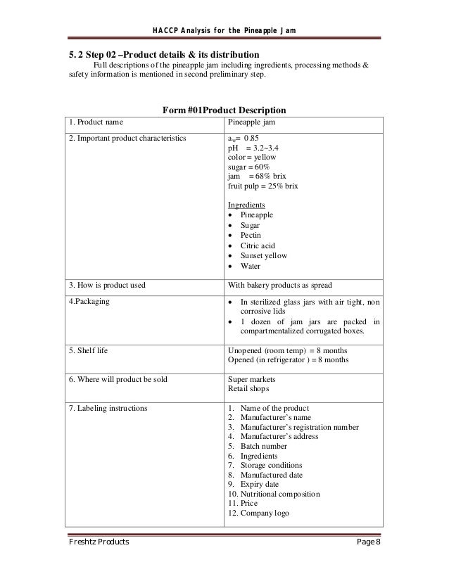 HACCP Manual for jam industry