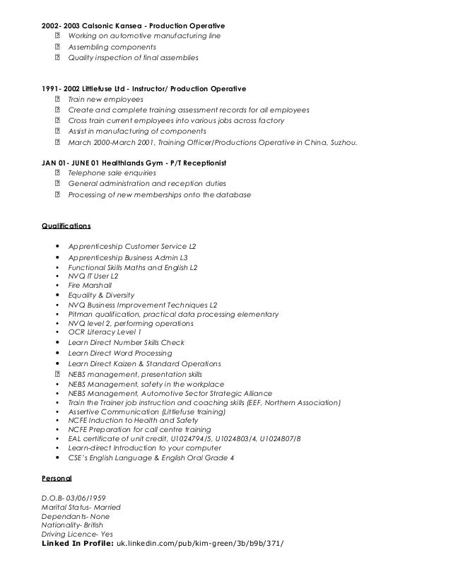 cv warehouse operative