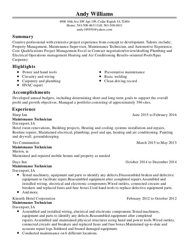 andy williams resume 1 1