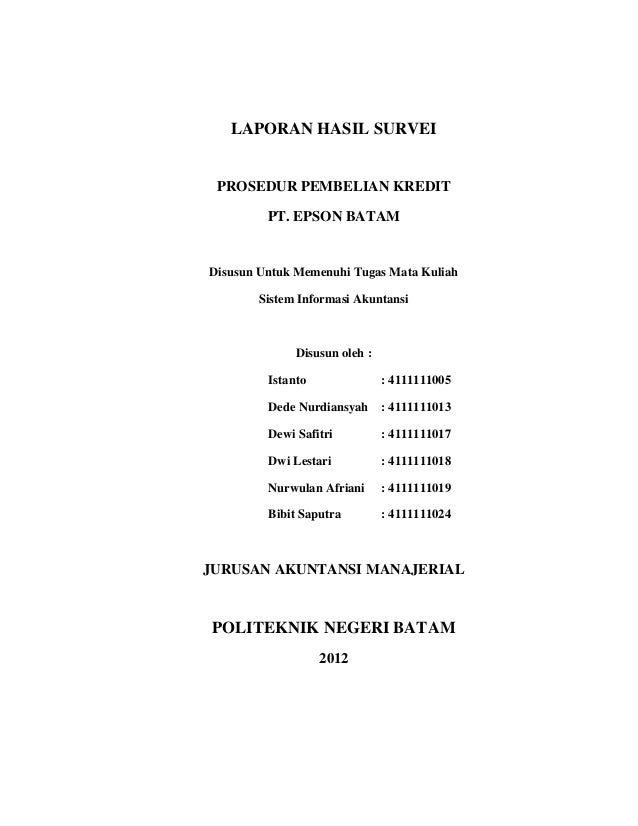 Laporan Analisis Sia Pada Pt Epson Batam Proses Pembelian Kredit
