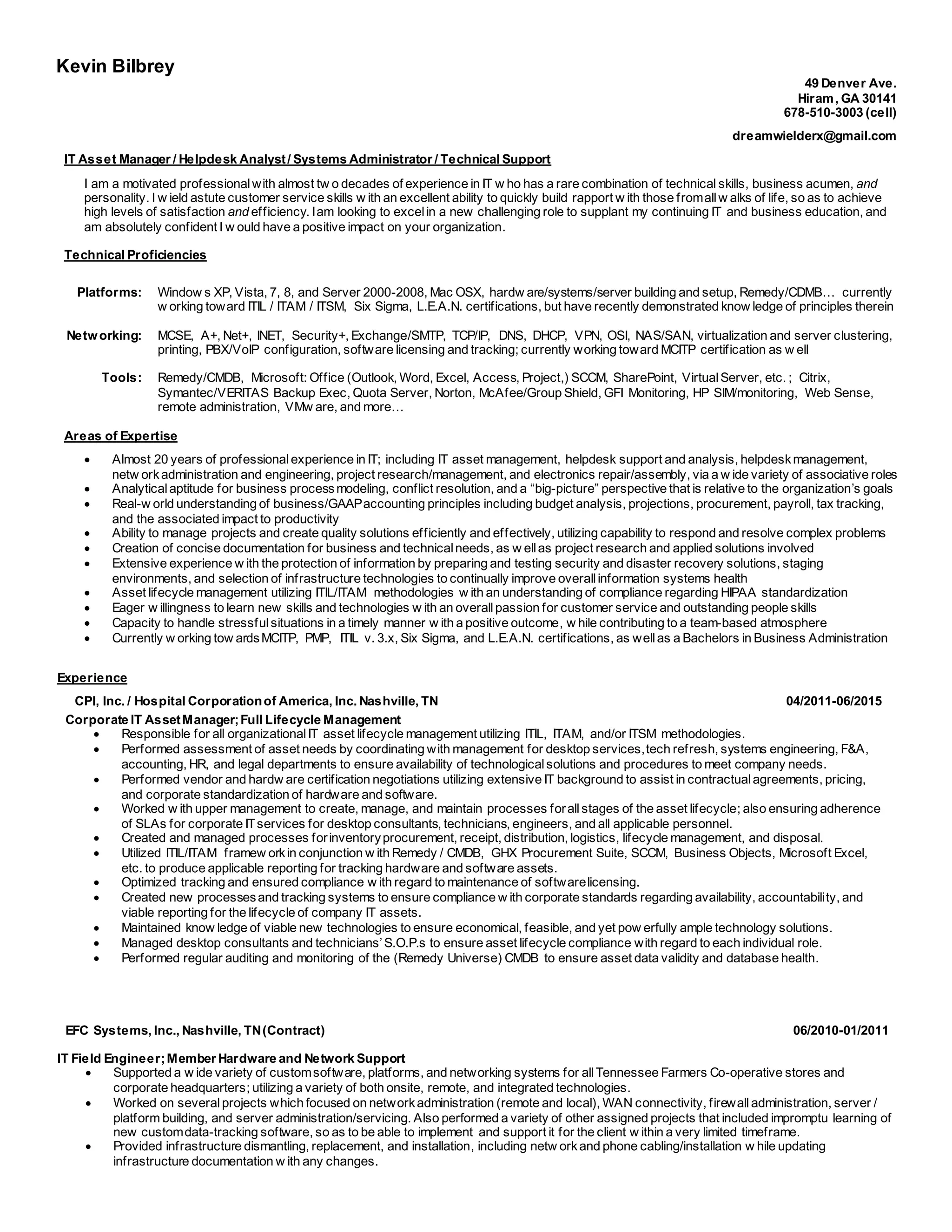 Kevin+Bilbreys+Resume+2015 | PDF