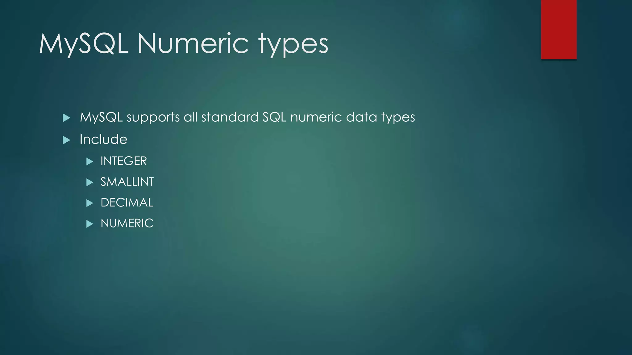 MySQL Data types | PPTX