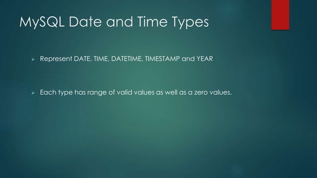 MySQL Data types | PPTX | Databases | Computer Software and Applications