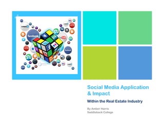 +
Social Media Application
& Impact
Within the Real Estate Industry
By Amber Harris
Saddleback College
 