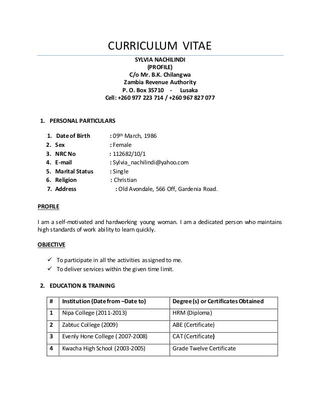 curriculum vitae s nachilindi
