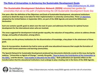ROLE OF ACADEMIA IN ACHIEVING THE SUSTAINABLE DEVELOPMENT GOALS f | PDF