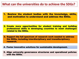 ROLE OF ACADEMIA IN ACHIEVING THE SUSTAINABLE DEVELOPMENT GOALS f | PDF