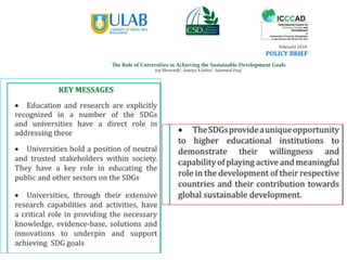 ROLE OF ACADEMIA IN ACHIEVING THE SUSTAINABLE DEVELOPMENT GOALS f | PDF