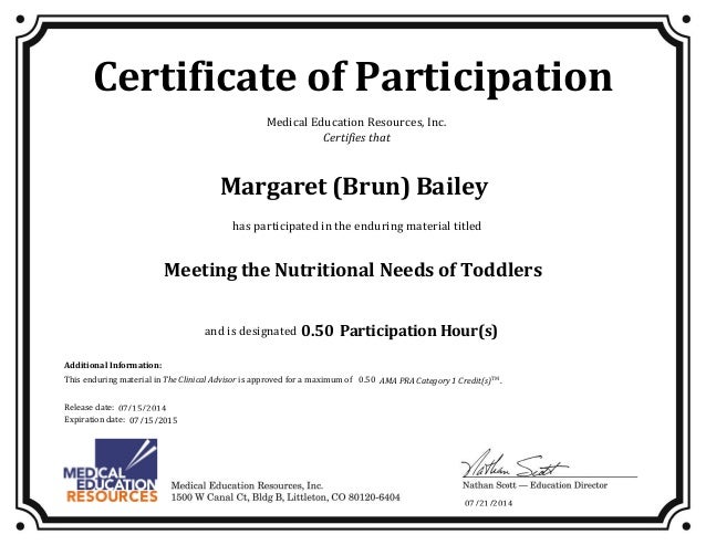 MER CA Participation Certificate MER CA Participation Certificate