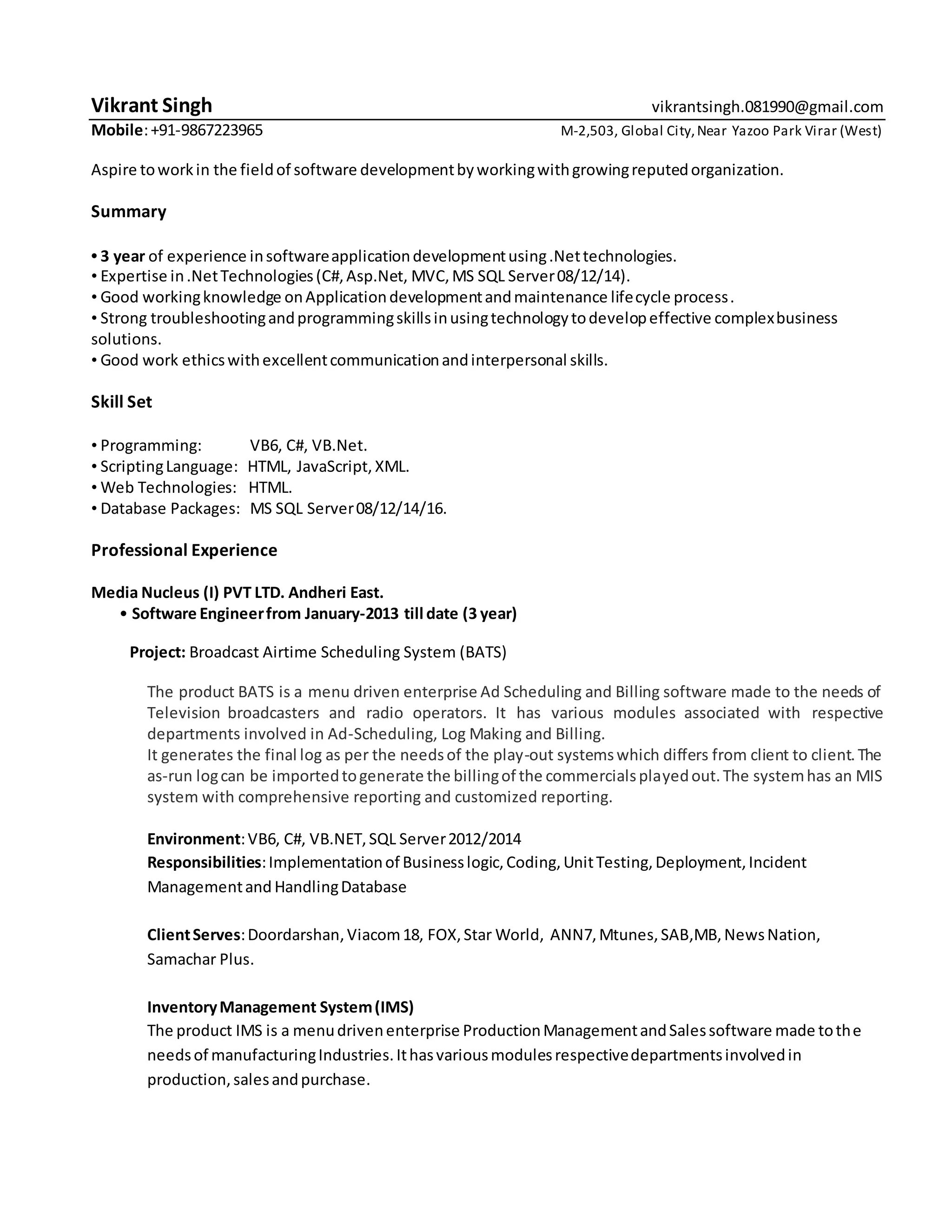 Cv vikrant singh pdf