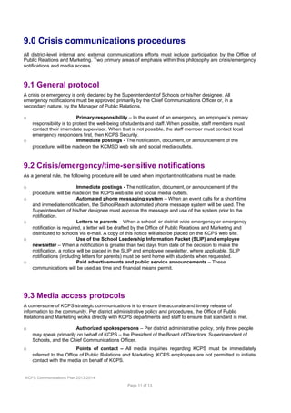 Media Communication Procedures Example.pdf KCPS_Communications_Plan_13-14-DRAFT | PDF