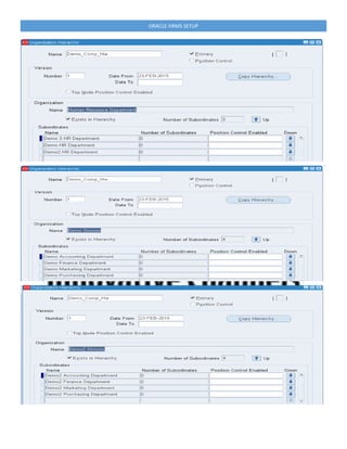 ORACLE HRMS SETUP
 