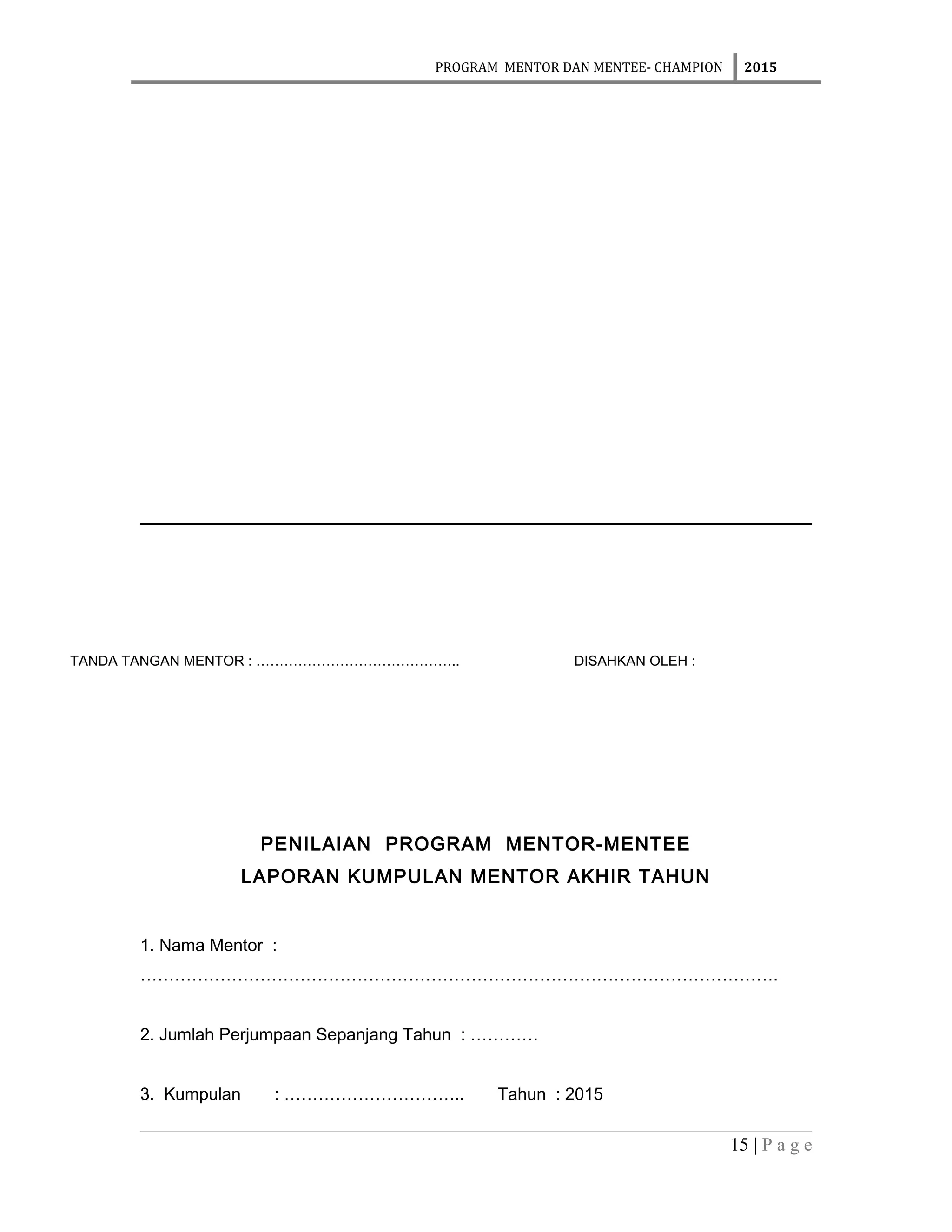 Contoh Kertas Kerja Program Champion -Mentor mentee-champion | DOC