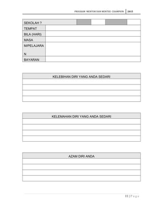 Contoh Kertas Kerja Program Champion -Mentor mentee-champion | DOC