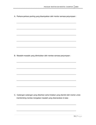 Contoh Kertas Kerja Program Champion -Mentor mentee-champion | DOC