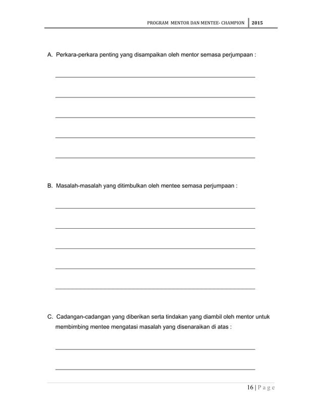 Contoh Kertas Kerja Program Champion -Mentor mentee-champion | DOC