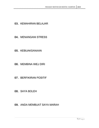 Contoh Kertas Kerja Program Champion -Mentor mentee-champion | DOC