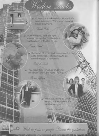 Winter, 'fo/lUtf/i//
It's important to know that words don't
move mountains. Work, exacting work
moves mountains. »
- 2c/ci
Work while you have the light.
You are responsible for the talent
that has been entrusted to you.
- •Jiu/w ■ /mu/
.
- 0 The secret of joy in work is contained in one >
word excellence. To know how to do
something well is to enjoy it.
* . f i’u il/ 3^. ■jflu f/i
V I'm a great believer in luck and I find
the harder I work, the more I have of it.
& We make a living by what
we get, but we make a life
by what we give.
# 0
ut^ a w o i ,J)u>cuM //< m w/a/u HA.
 