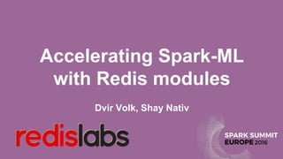 Accelerating Spark-ML
with Redis modules
Dvir Volk, Shay Nativ
 
