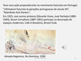 Souza-Cardoso, Cozinha de Manhufe, 1913
Participou em exposições em Paris, Berlim e Nova Iorque;
94
 