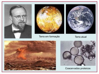 Terra em formação Terra atual
Coacervados proteicos
 