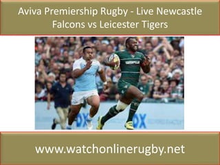 Aviva Premiership Rugby - Live Newcastle
Falcons vs Leicester Tigers
www.watchonlinerugby.net
 