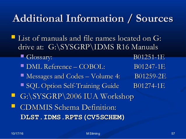 Intro to IDMS