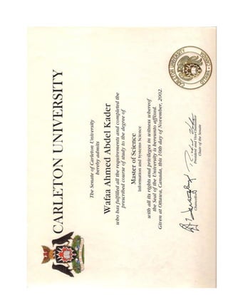 Wafaa Abdel Kader - Masters Certificates | PDF
