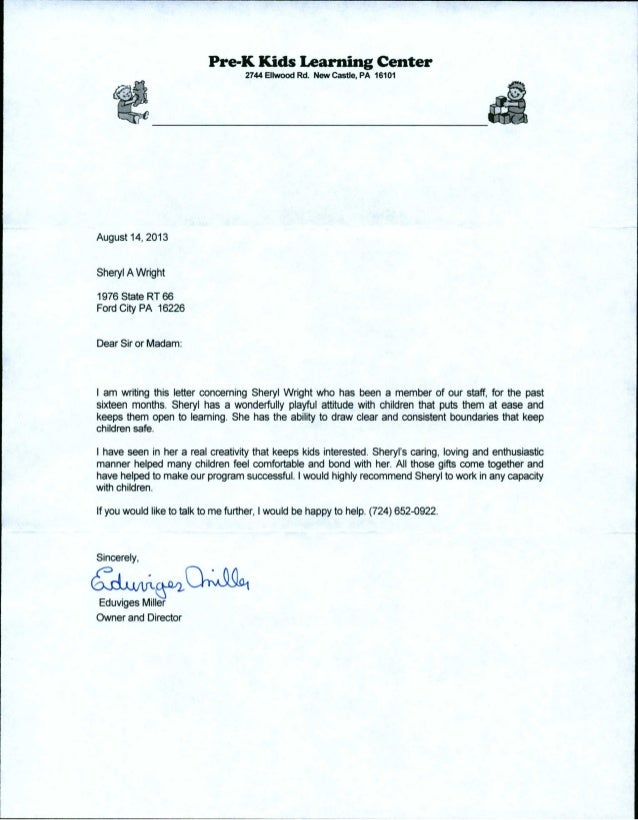 Letter Of Recommendation Mrs Miller