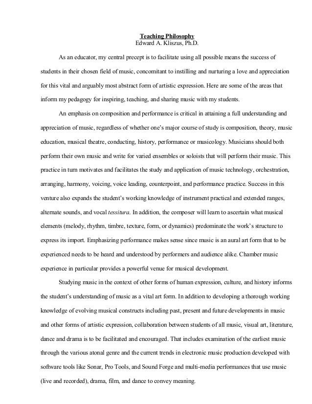 Teaching Philosophy For Music