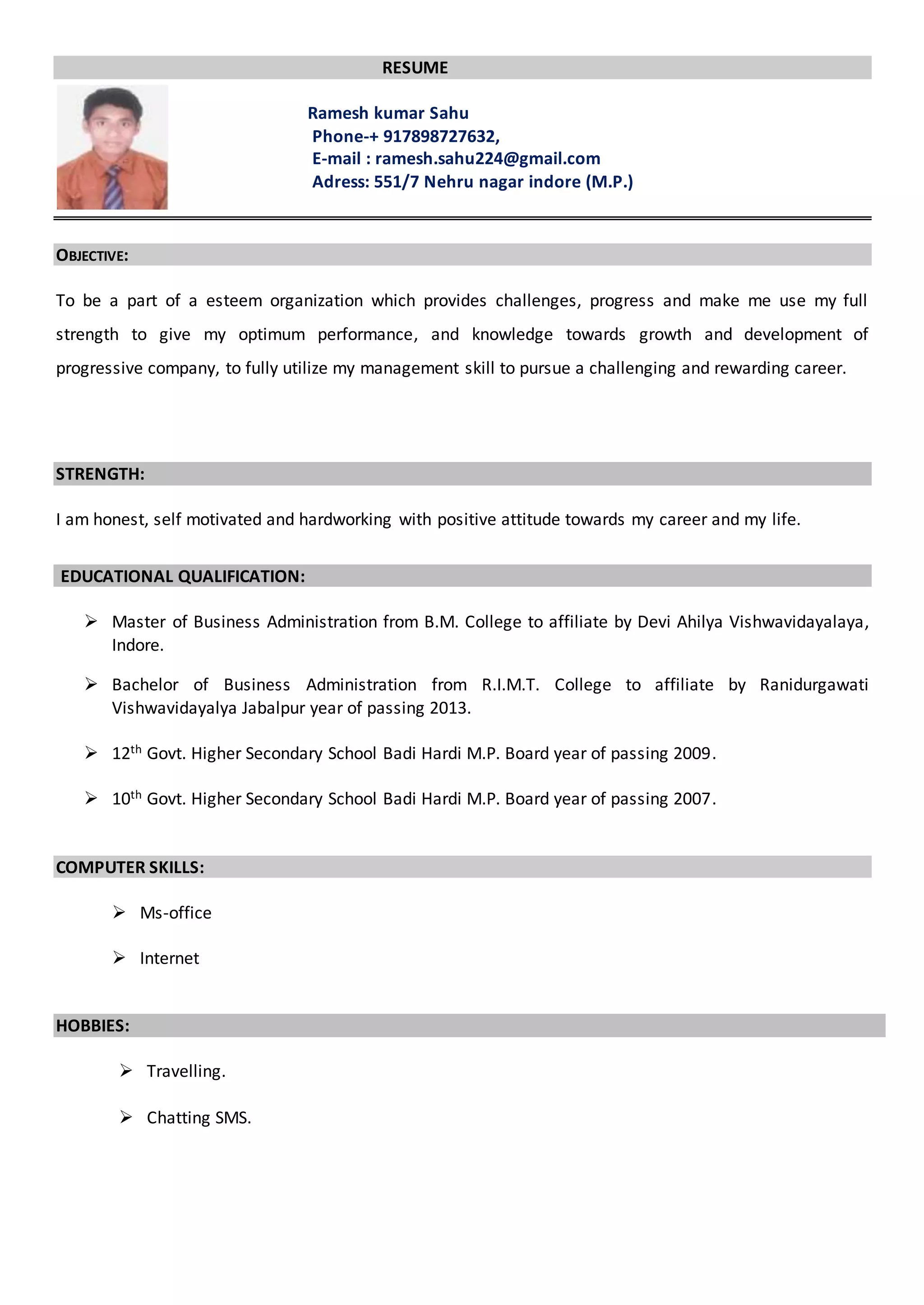 Latest ramesh resume 2016 june | PDF