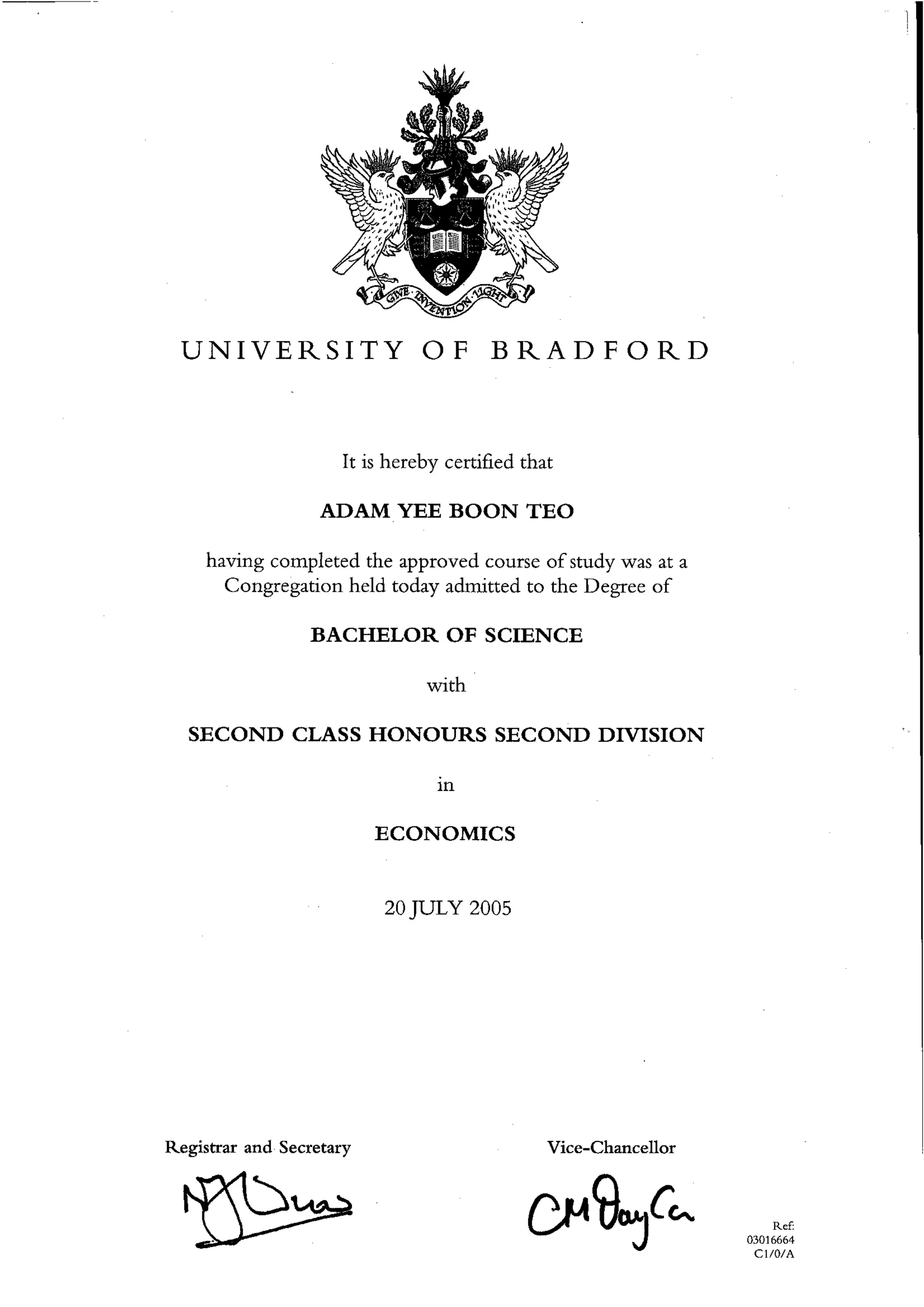 Adam Teo_ Economics Degree_ Transcript | PDF