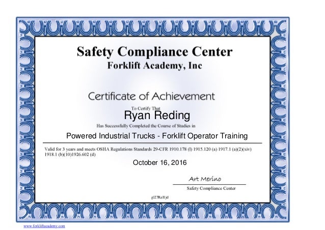 Forklift Certificate