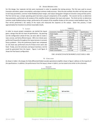 Design of a Fully Differential Folded-Cascode Operational Amplifier | PDF